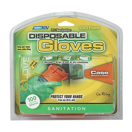 Camco Disposable Gloves, One Size Fits Most, 100 PK, Green 40285